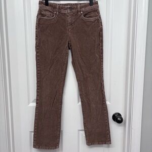 Brown Mid-Rise Straight Corduroy Pants | Lands’ End Petite 2